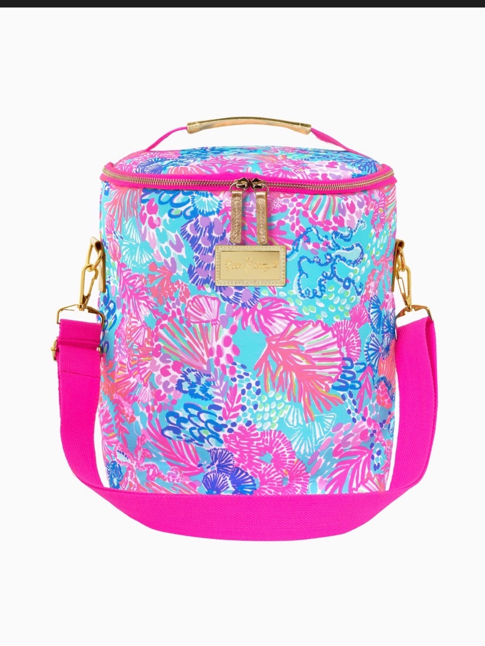 Lilly Pulitzer Hot Pink Multi Floral Insulated Crossbody Cooler